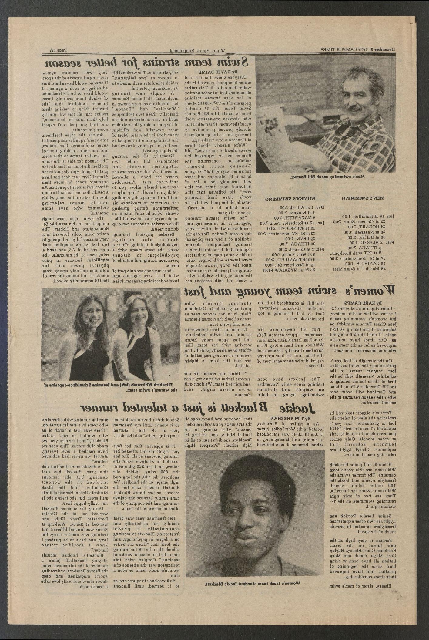 1979年12月12日，《校园时报》刊登了一篇关于杰基·布莱克特的文章.