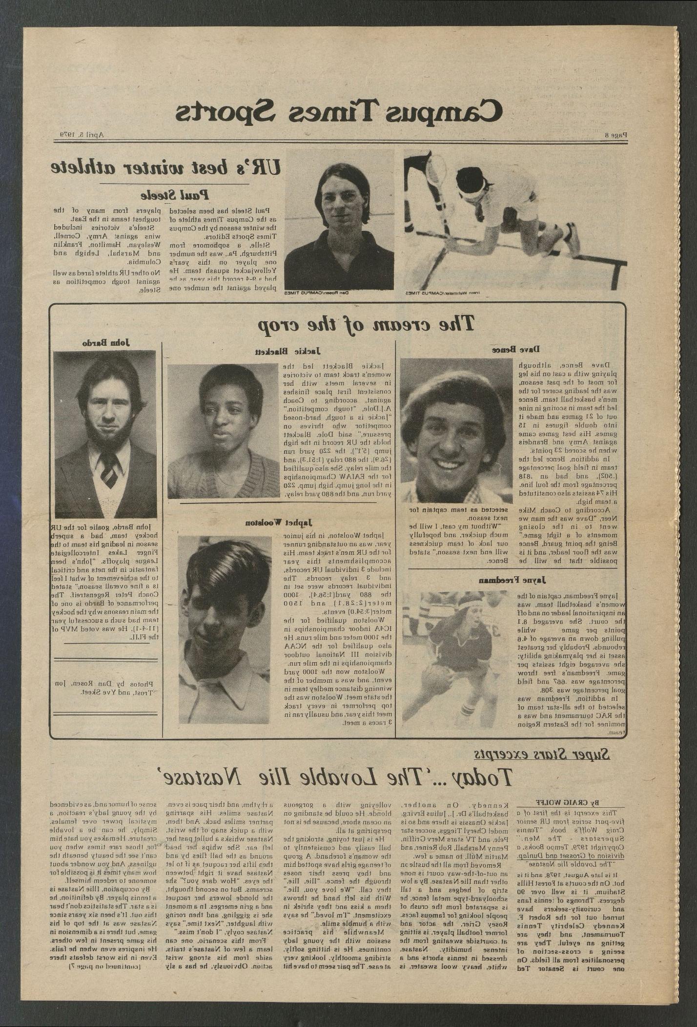 1979年4月5日，《校园时报》刊登了一篇关于杰基·布莱克特的文章.